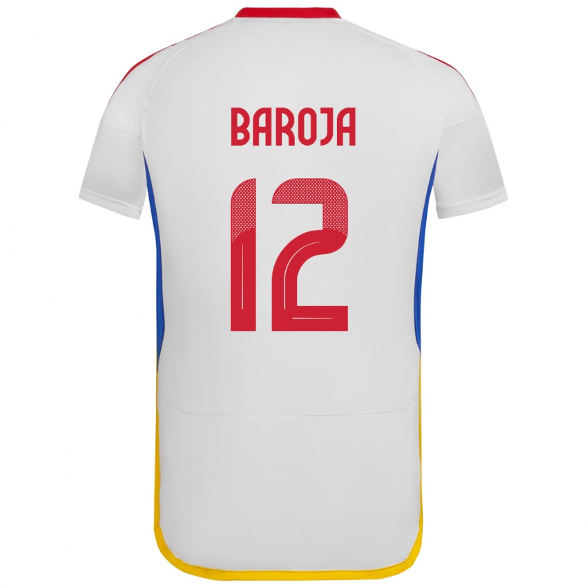 Gyermek Venezuela Alain Baroja #12 Fehér Idegenbeli Jersey 24-26 Mez Póló Ing