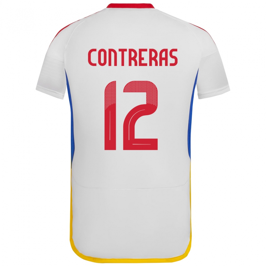 Gyermek Venezuela José Contreras #12 Fehér Idegenbeli Jersey 24-26 Mez Póló Ing