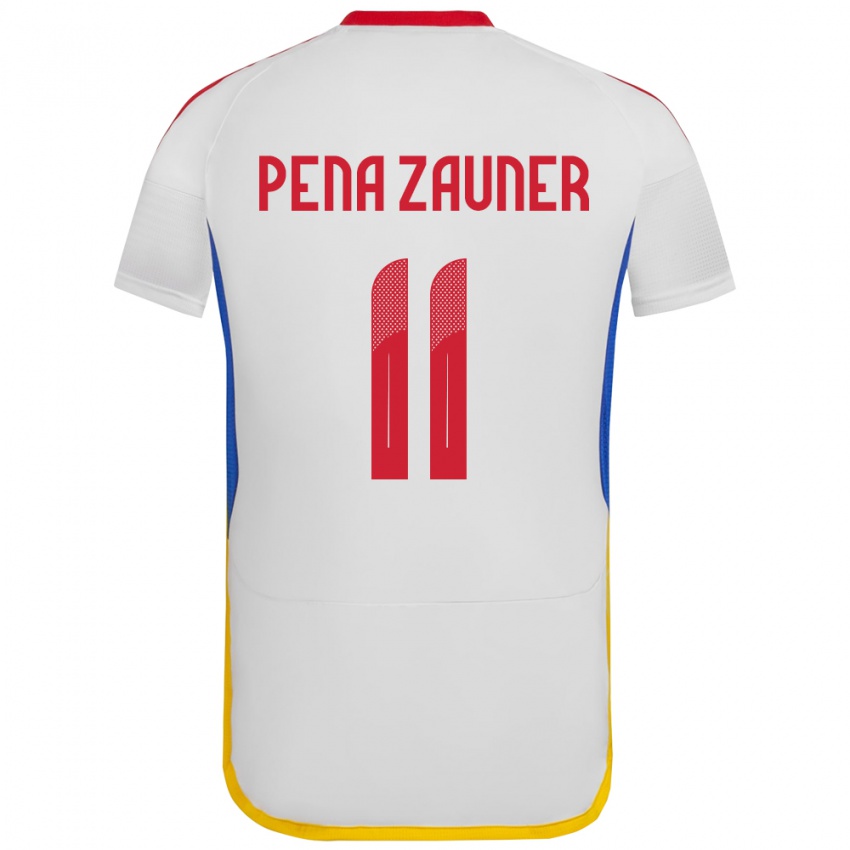 Gyermek Venezuela Enrique Peña Zauner #11 Fehér Idegenbeli Jersey 24-26 Mez Póló Ing