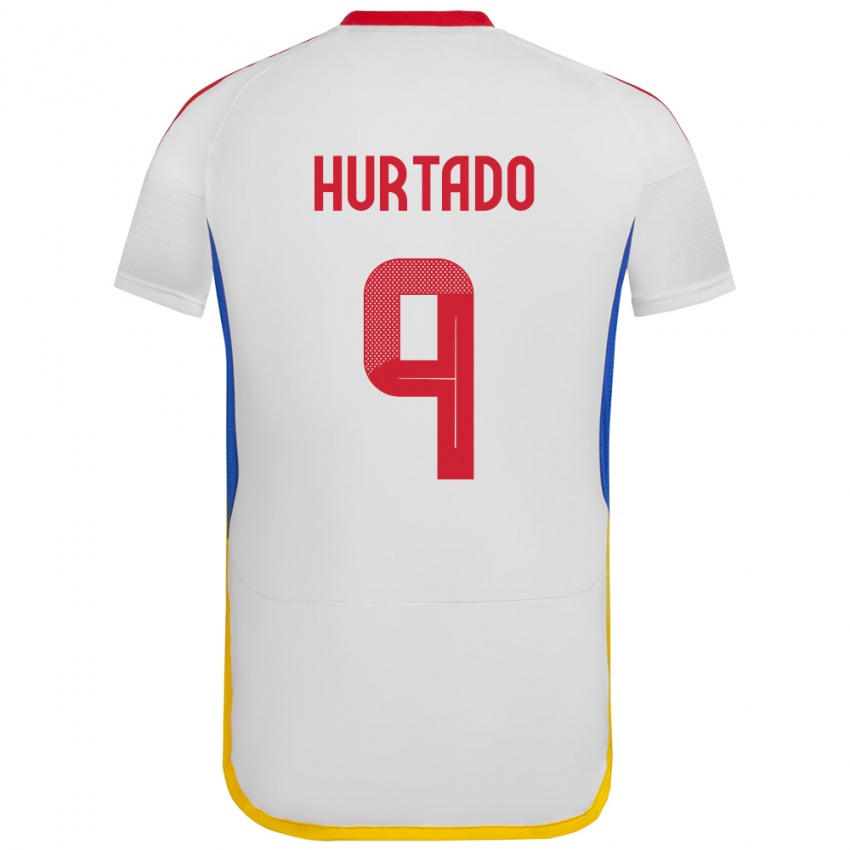 Gyermek Venezuela Jan Hurtado #9 Fehér Idegenbeli Jersey 24-26 Mez Póló Ing