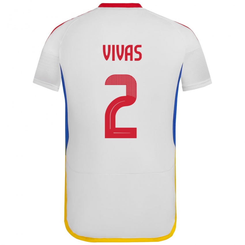 Gyermek Venezuela Carlos Vivas #2 Fehér Idegenbeli Jersey 24-26 Mez Póló Ing