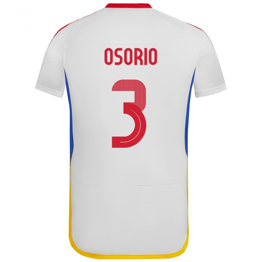 Gyermek Venezuela Yordan Osorio #3 Fehér Idegenbeli Jersey 24-26 Mez Póló Ing