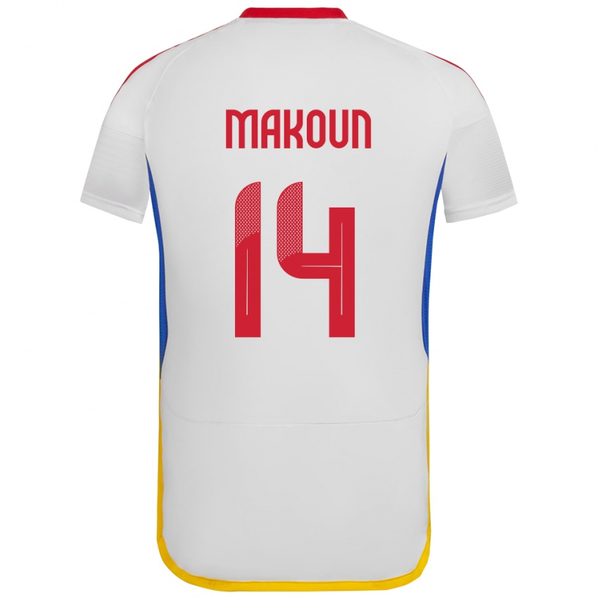 Gyermek Venezuela Christian Makoun #14 Fehér Idegenbeli Jersey 24-26 Mez Póló Ing