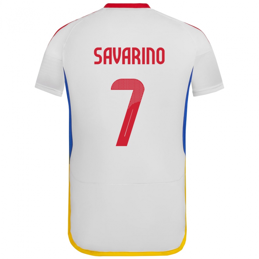 Gyermek Venezuela Jefferson Savarino #7 Fehér Idegenbeli Jersey 24-26 Mez Póló Ing