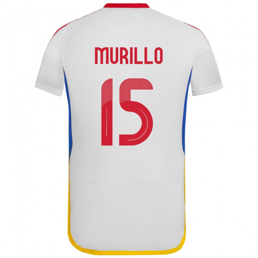 Gyermek Venezuela Jhon Murillo #15 Fehér Idegenbeli Jersey 24-26 Mez Póló Ing