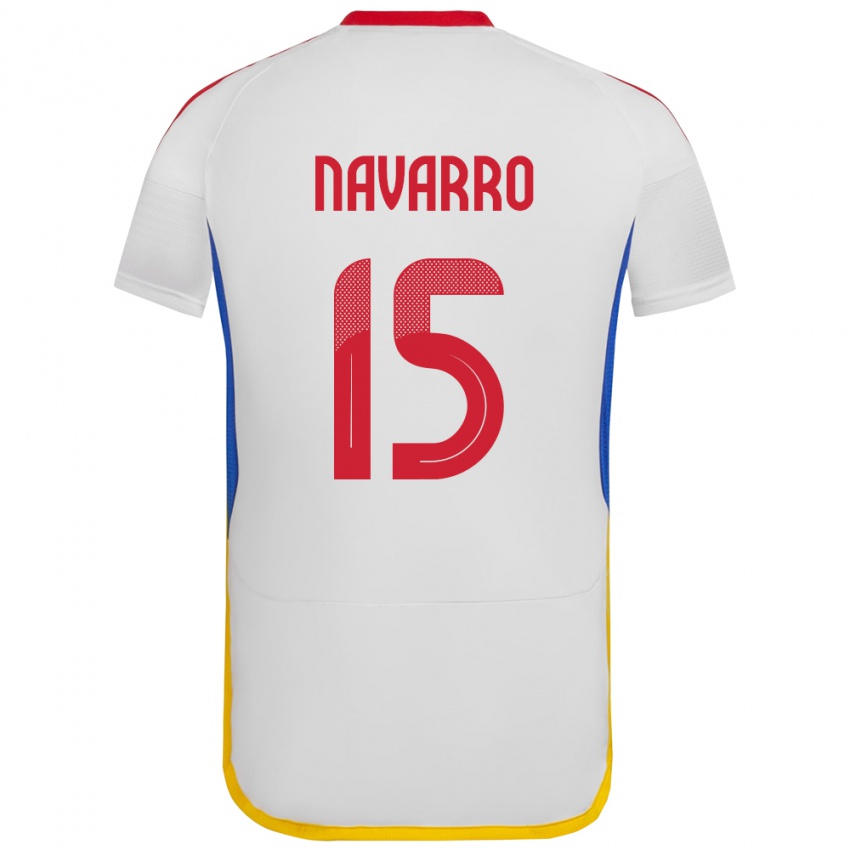 Gyermek Venezuela Miguel Navarro #15 Fehér Idegenbeli Jersey 24-26 Mez Póló Ing