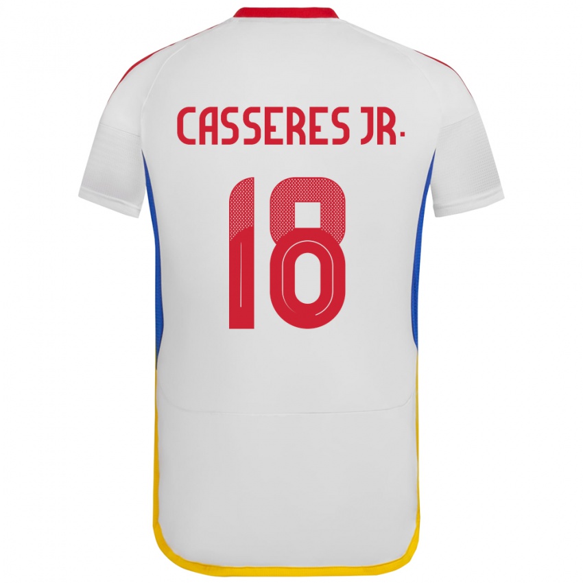 Gyermek Venezuela Cristian Cásseres Jr. #18 Fehér Idegenbeli Jersey 24-26 Mez Póló Ing