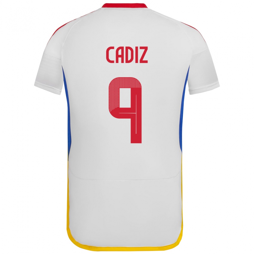 Gyermek Venezuela Jhonder Cádiz #9 Fehér Idegenbeli Jersey 24-26 Mez Póló Ing