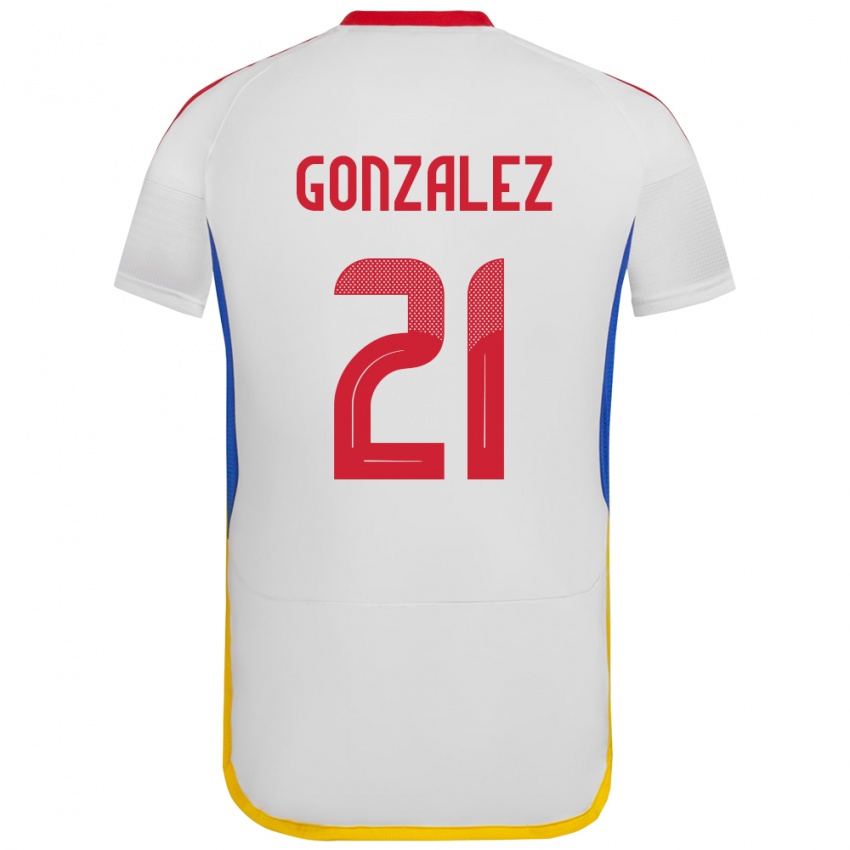 Gyermek Venezuela Alexander González #21 Fehér Idegenbeli Jersey 24-26 Mez Póló Ing