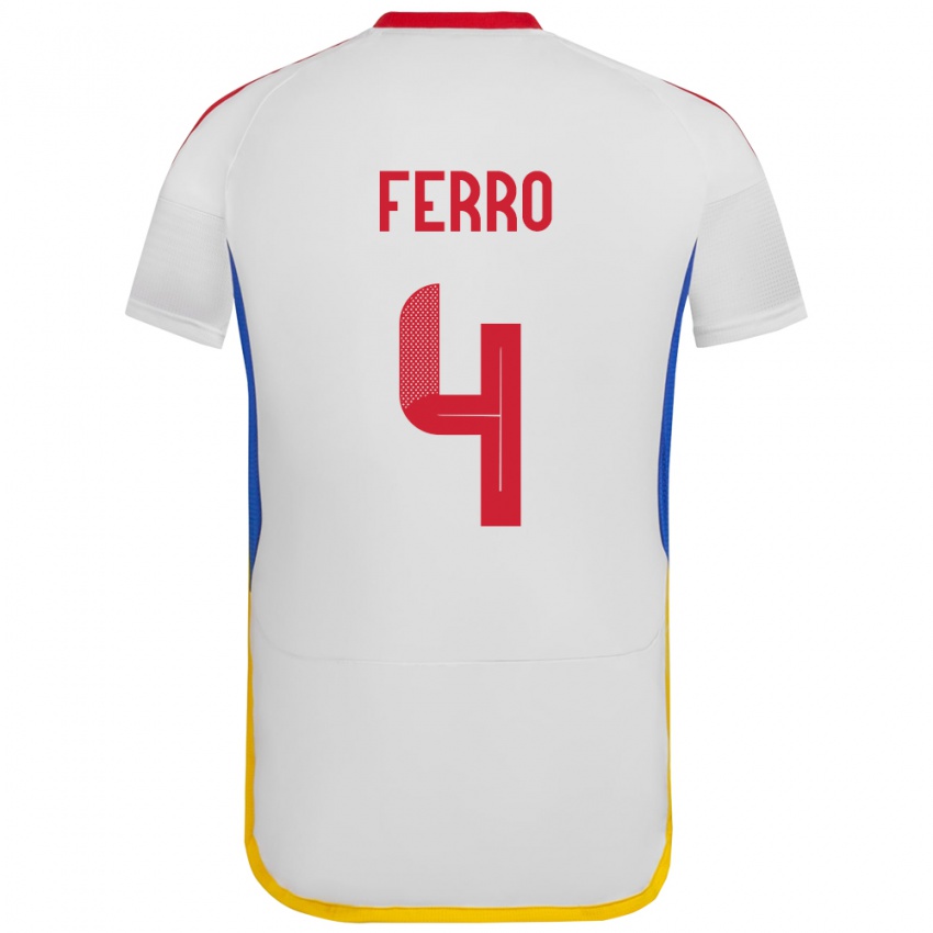 Gyermek Venezuela Andrés Ferro #4 Fehér Idegenbeli Jersey 24-26 Mez Póló Ing