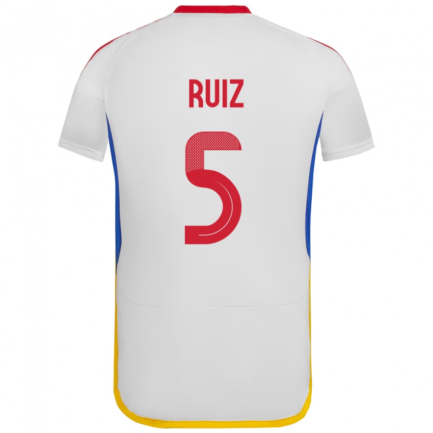 Gyermek Venezuela Emerson Ruíz #5 Fehér Idegenbeli Jersey 24-26 Mez Póló Ing