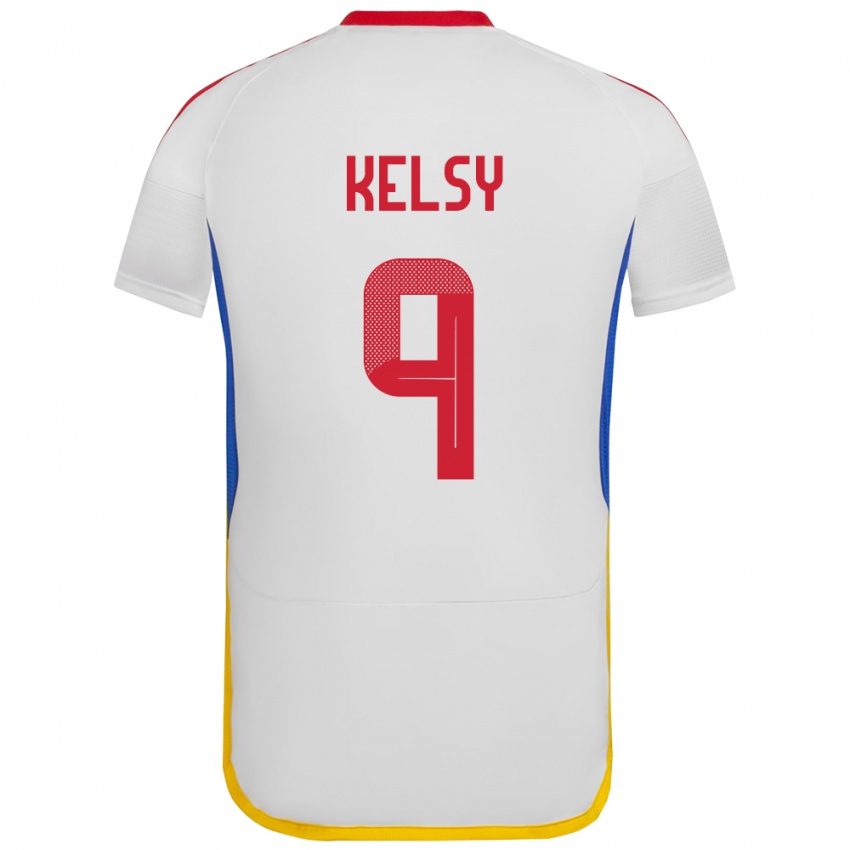 Gyermek Venezuela Kevin Kelsy #9 Fehér Idegenbeli Jersey 24-26 Mez Póló Ing