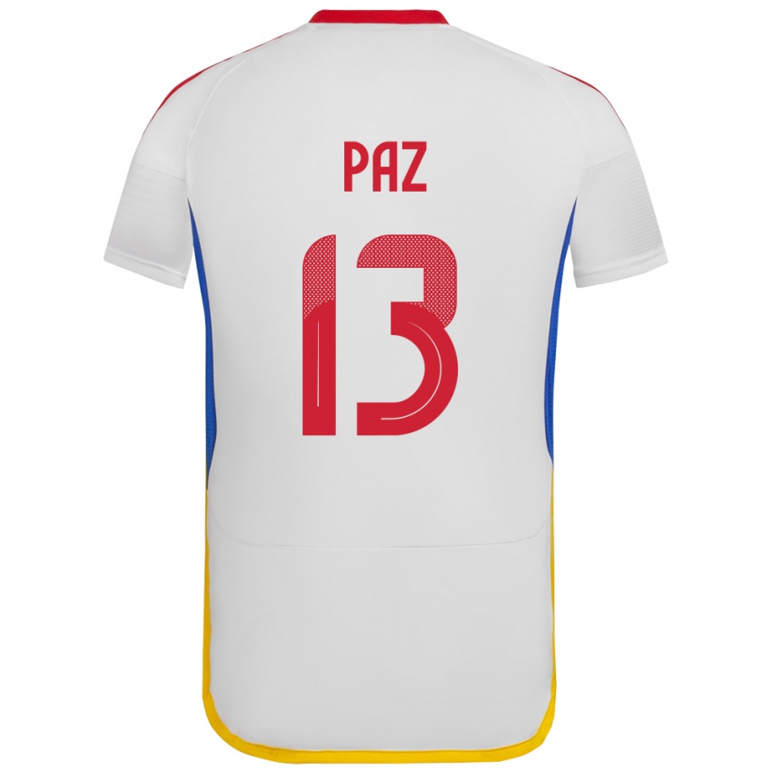 Gyermek Venezuela Jesús Paz #13 Fehér Idegenbeli Jersey 24-26 Mez Póló Ing