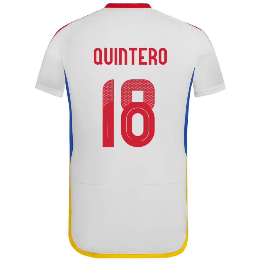 Gyermek Venezuela Jesús Quintero #18 Fehér Idegenbeli Jersey 24-26 Mez Póló Ing