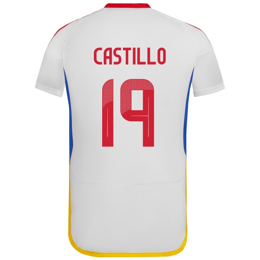 Gyermek Venezuela Bryan Castillo #19 Fehér Idegenbeli Jersey 24-26 Mez Póló Ing