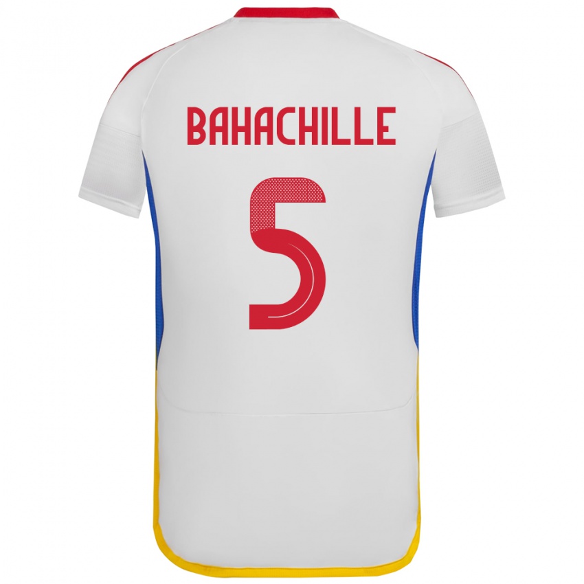 Gyermek Venezuela Abraham Bahachille #5 Fehér Idegenbeli Jersey 24-26 Mez Póló Ing