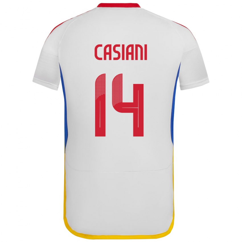 Gyermek Venezuela Luis Casiani #14 Fehér Idegenbeli Jersey 24-26 Mez Póló Ing