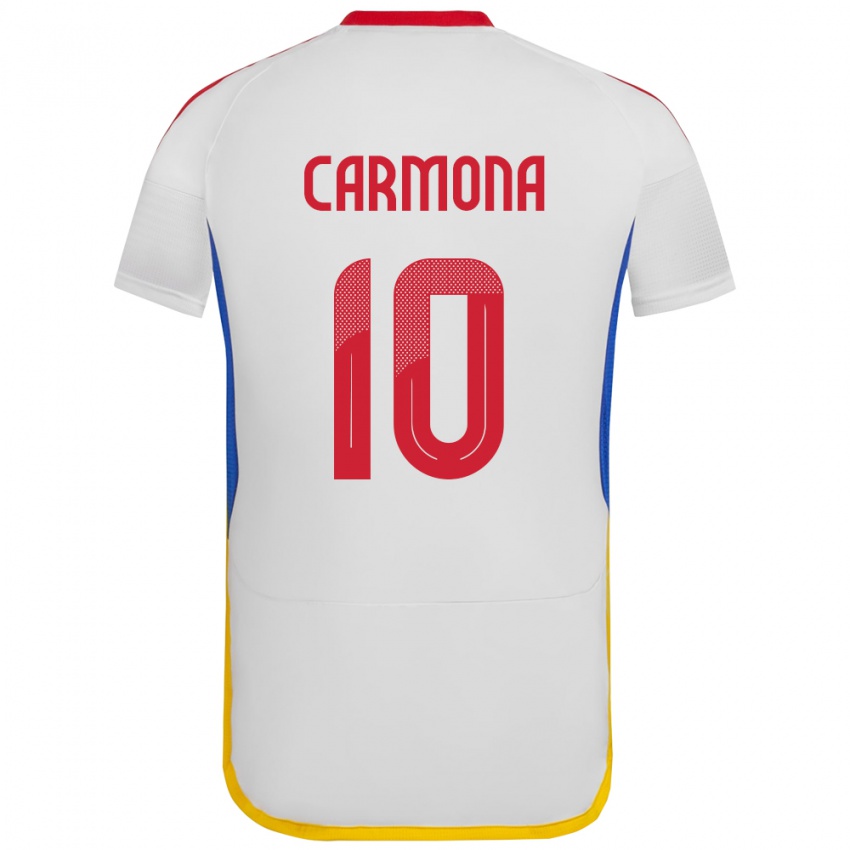 Gyermek Venezuela Wikelman Carmona #10 Fehér Idegenbeli Jersey 24-26 Mez Póló Ing