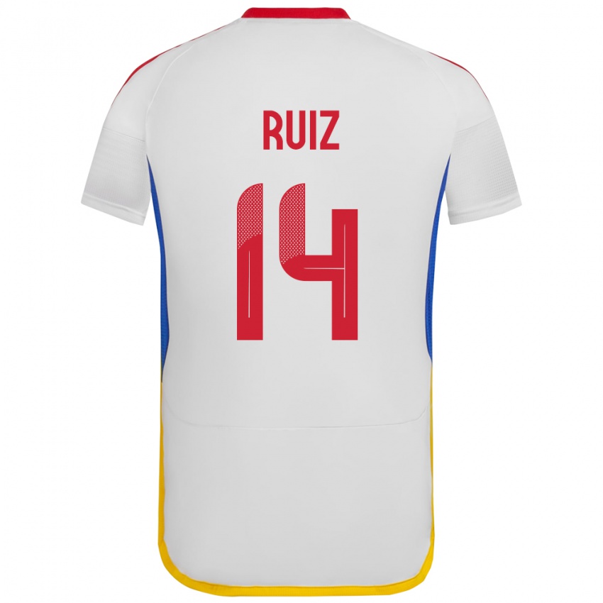 Gyermek Venezuela Maicol Ruiz #14 Fehér Idegenbeli Jersey 24-26 Mez Póló Ing