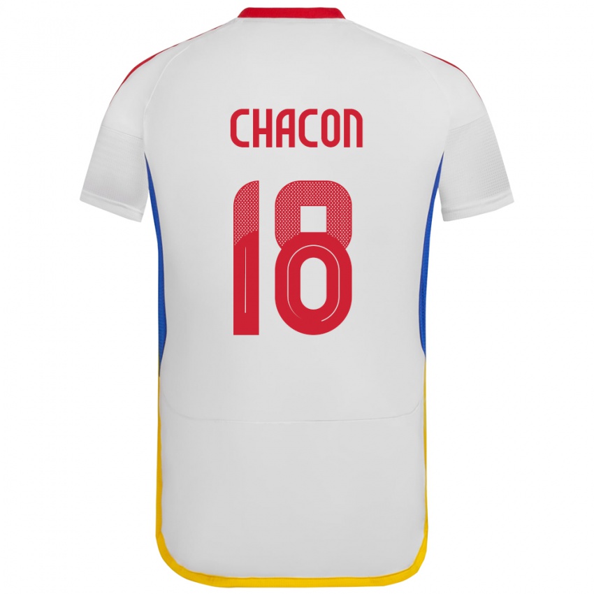 Gyermek Venezuela Yerson Chacón #18 Fehér Idegenbeli Jersey 24-26 Mez Póló Ing