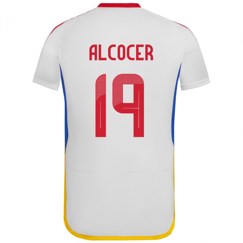 Gyermek Venezuela Brayan Alcocer #19 Fehér Idegenbeli Jersey 24-26 Mez Póló Ing