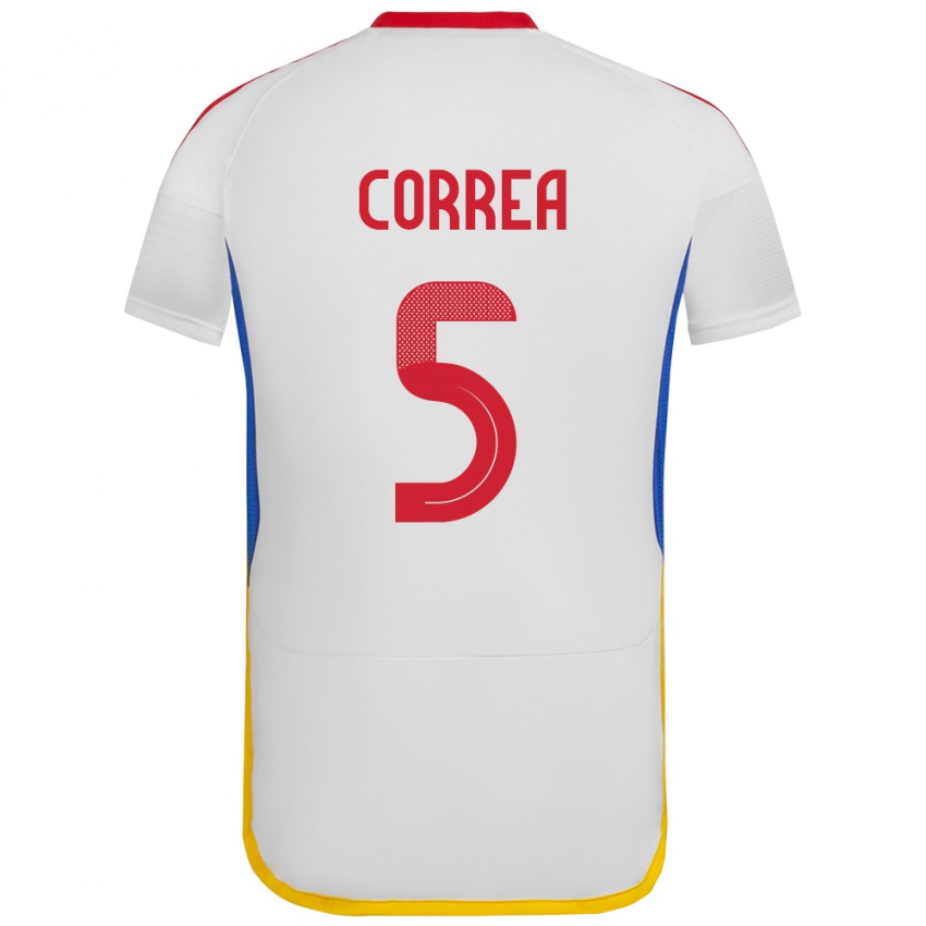 Gyermek Venezuela José Correa #5 Fehér Idegenbeli Jersey 24-26 Mez Póló Ing