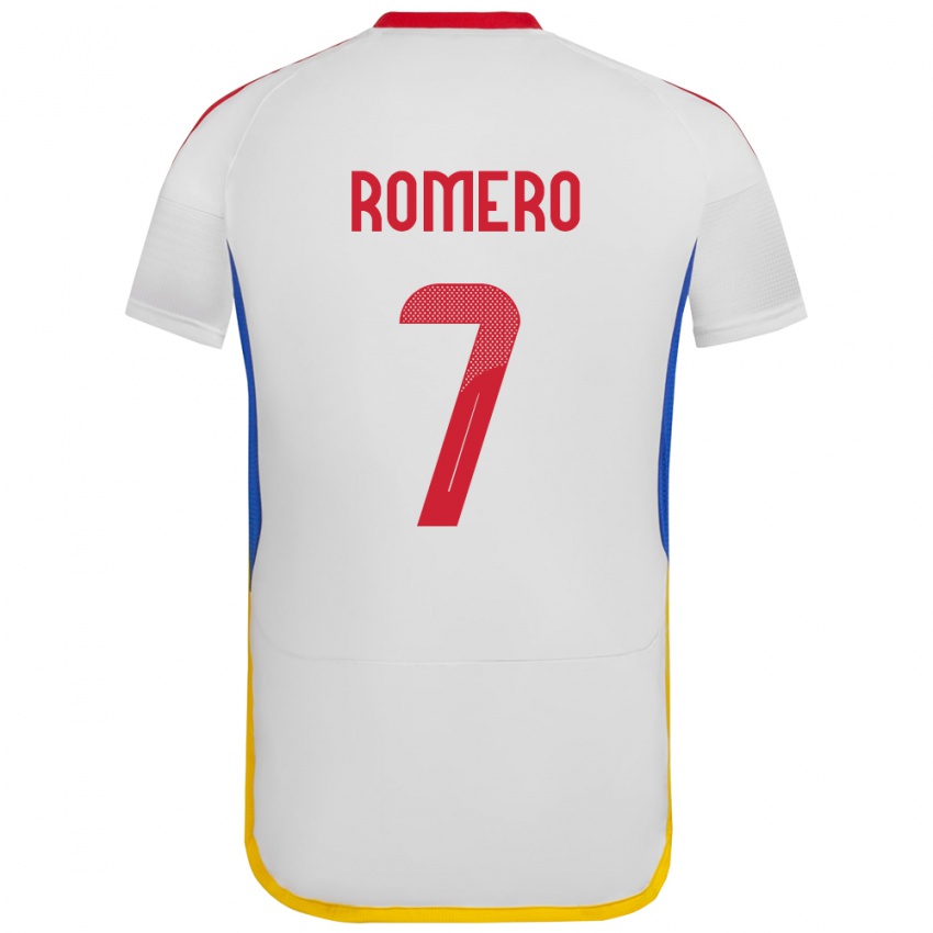 Gyermek Venezuela Leenhan Romero #7 Fehér Idegenbeli Jersey 24-26 Mez Póló Ing