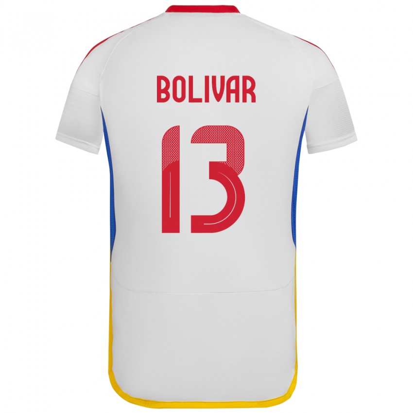 Gyermek Venezuela Salvador Bolívar #13 Fehér Idegenbeli Jersey 24-26 Mez Póló Ing