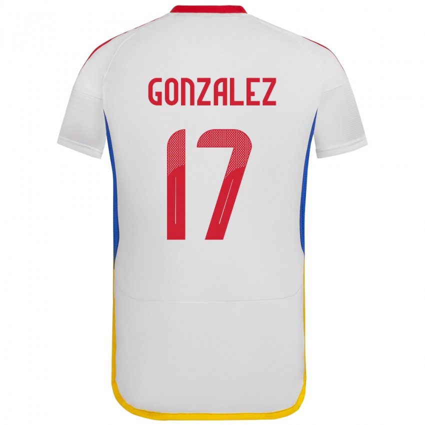 Gyermek Venezuela Mayken González #17 Fehér Idegenbeli Jersey 24-26 Mez Póló Ing