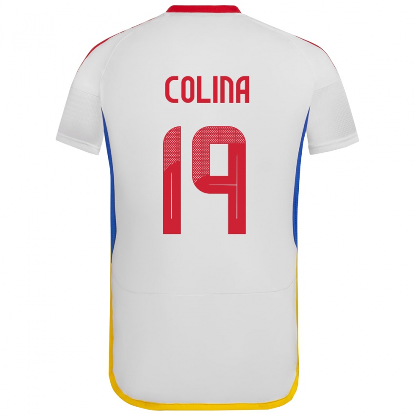 Gyermek Venezuela Junior Colina #19 Fehér Idegenbeli Jersey 24-26 Mez Póló Ing