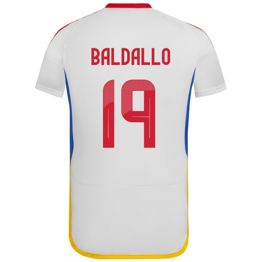 Gyermek Venezuela Micheel Baldallo #19 Fehér Idegenbeli Jersey 24-26 Mez Póló Ing