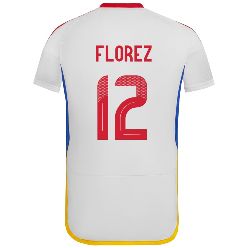 Gyermek Venezuela Génesis Flórez #12 Fehér Idegenbeli Jersey 24-26 Mez Póló Ing