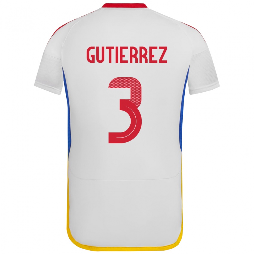 Gyermek Venezuela Nairelis Gutiérrez #3 Fehér Idegenbeli Jersey 24-26 Mez Póló Ing