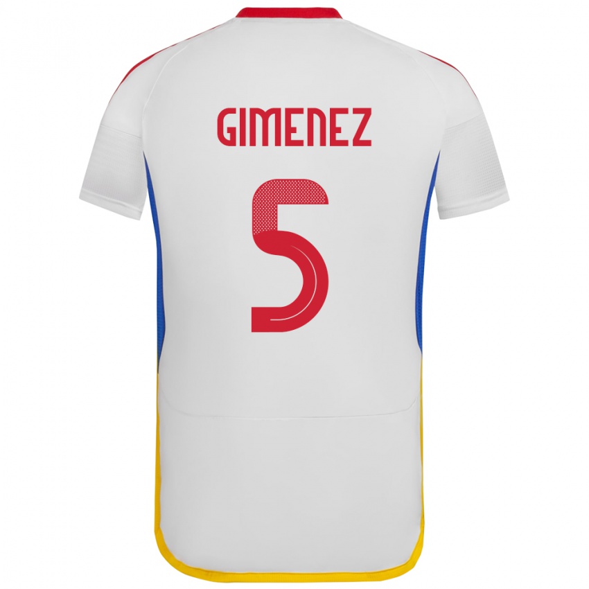 Gyermek Venezuela Yenifer Giménez #5 Fehér Idegenbeli Jersey 24-26 Mez Póló Ing