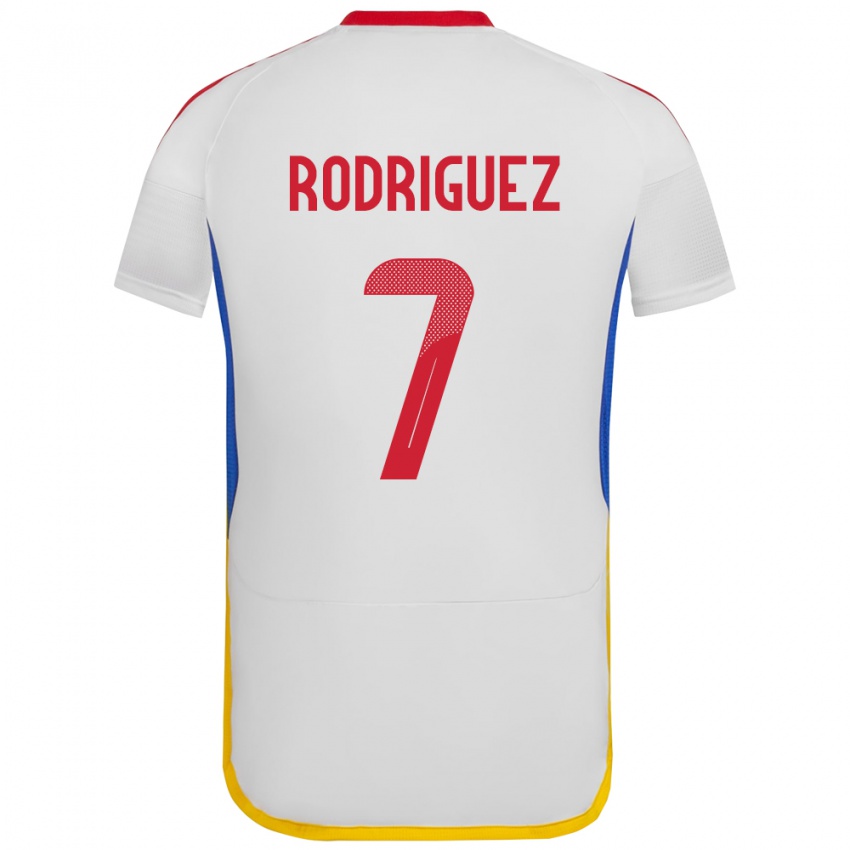 Gyermek Venezuela Daniuska Rodriguez #7 Fehér Idegenbeli Jersey 24-26 Mez Póló Ing