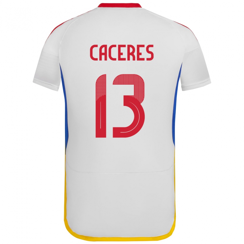 Gyermek Venezuela Nayluisa Cáceres #13 Fehér Idegenbeli Jersey 24-26 Mez Póló Ing