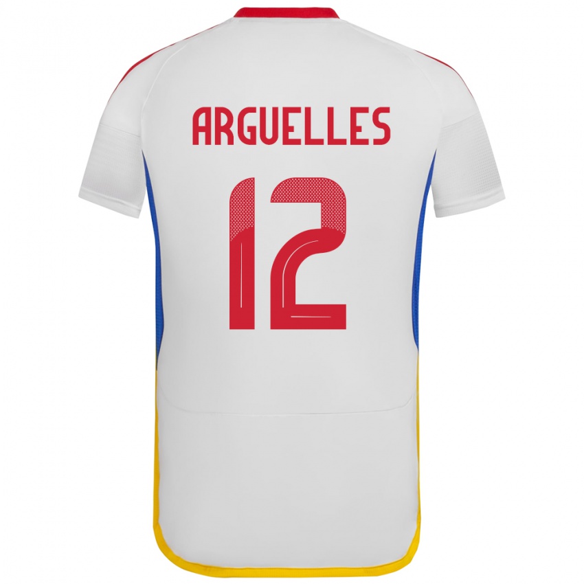 Gyermek Venezuela Wilmary Argüelles #12 Fehér Idegenbeli Jersey 24-26 Mez Póló Ing