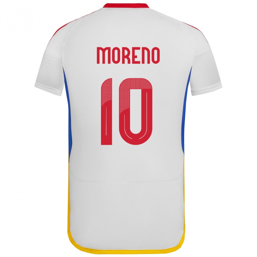 Gyermek Venezuela Yerliane Moreno #10 Fehér Idegenbeli Jersey 24-26 Mez Póló Ing