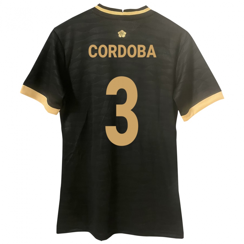 Gyermek Panama José Córdoba #3 Fekete Idegenbeli Jersey 24-26 Mez Póló Ing