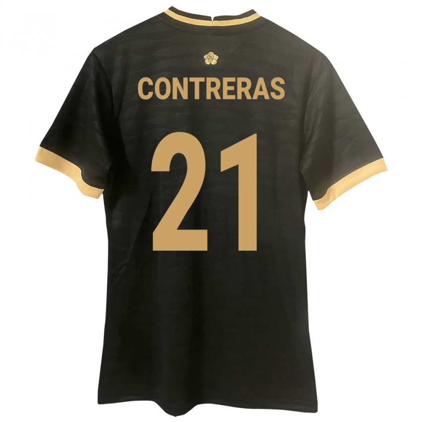 Gyermek Panama Davis Contreras #21 Fekete Idegenbeli Jersey 24-26 Mez Póló Ing