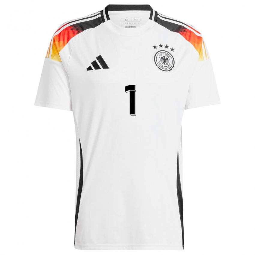 Férfi Németország Manuel Neuer #1 Fehér Hazai Jersey 24-26 Mez Póló Ing