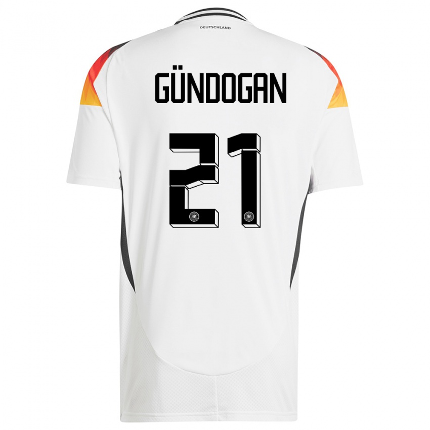 Férfi Németország Ilkay Gundogan #21 Fehér Hazai Jersey 24-26 Mez Póló Ing