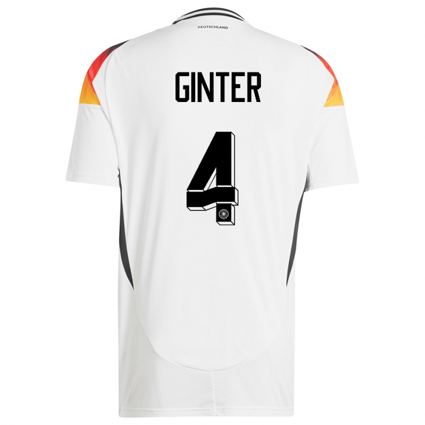 Férfi Németország Matthias Ginter #4 Fehér Hazai Jersey 24-26 Mez Póló Ing