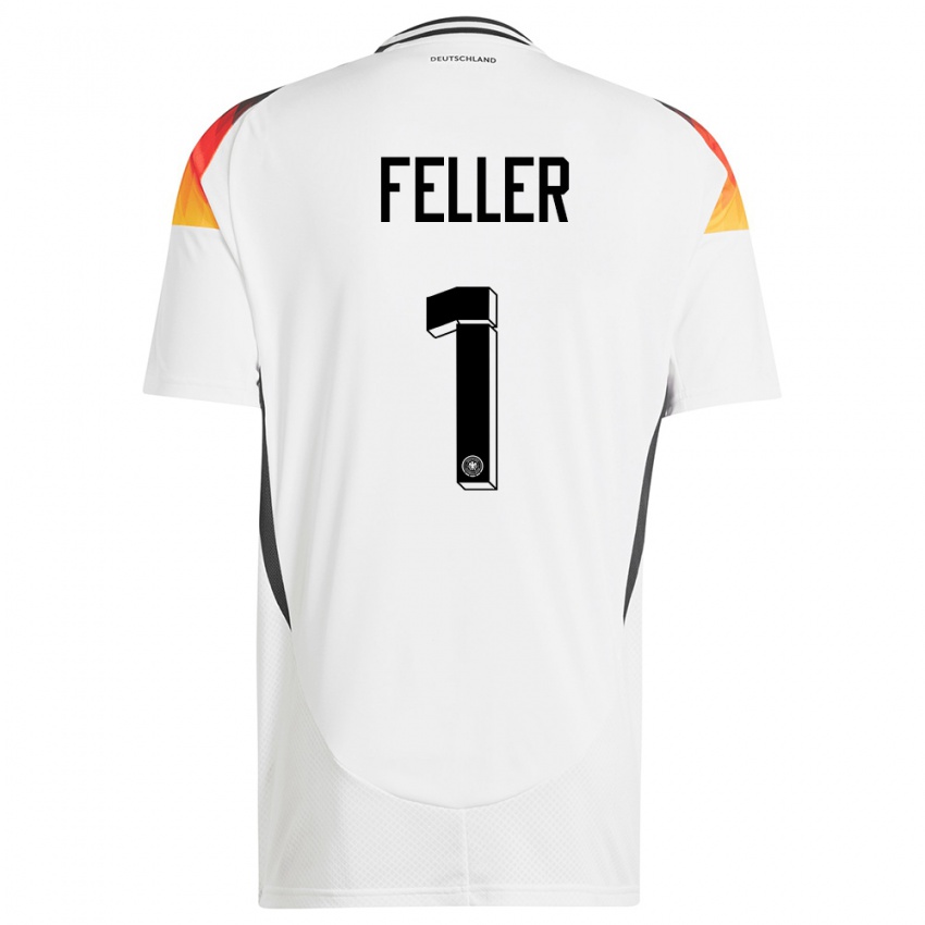 Férfi Németország Frank Feller #1 Fehér Hazai Jersey 24-26 Mez Póló Ing