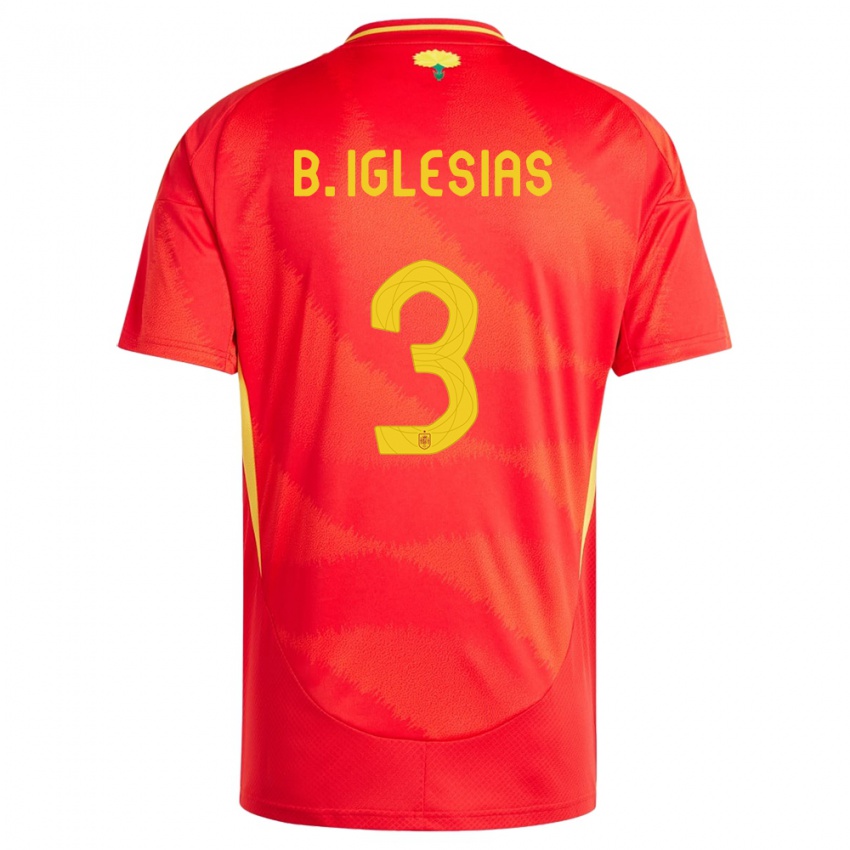 Férfi Spanyolország Borja Iglesias #3 Piros Hazai Jersey 24-26 Mez Póló Ing