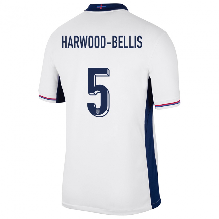 Férfi Anglia Taylor Harwood Bellis #5 Fehér Hazai Jersey 24-26 Mez Póló Ing