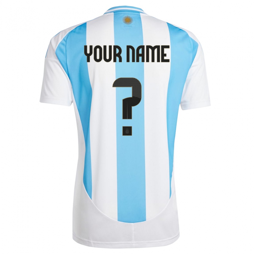Férfi Argentína Az Ön Neve #0 Fehér Kék Hazai Jersey 24-26 Mez Póló Ing