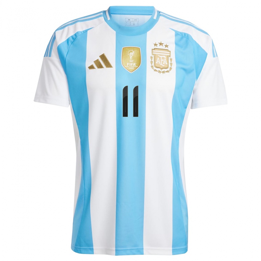 Férfi Argentína Ezequiel Barco #11 Fehér Kék Hazai Jersey 24-26 Mez Póló Ing