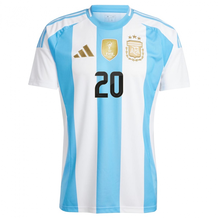 Férfi Argentína Thiago Almada #20 Fehér Kék Hazai Jersey 24-26 Mez Póló Ing