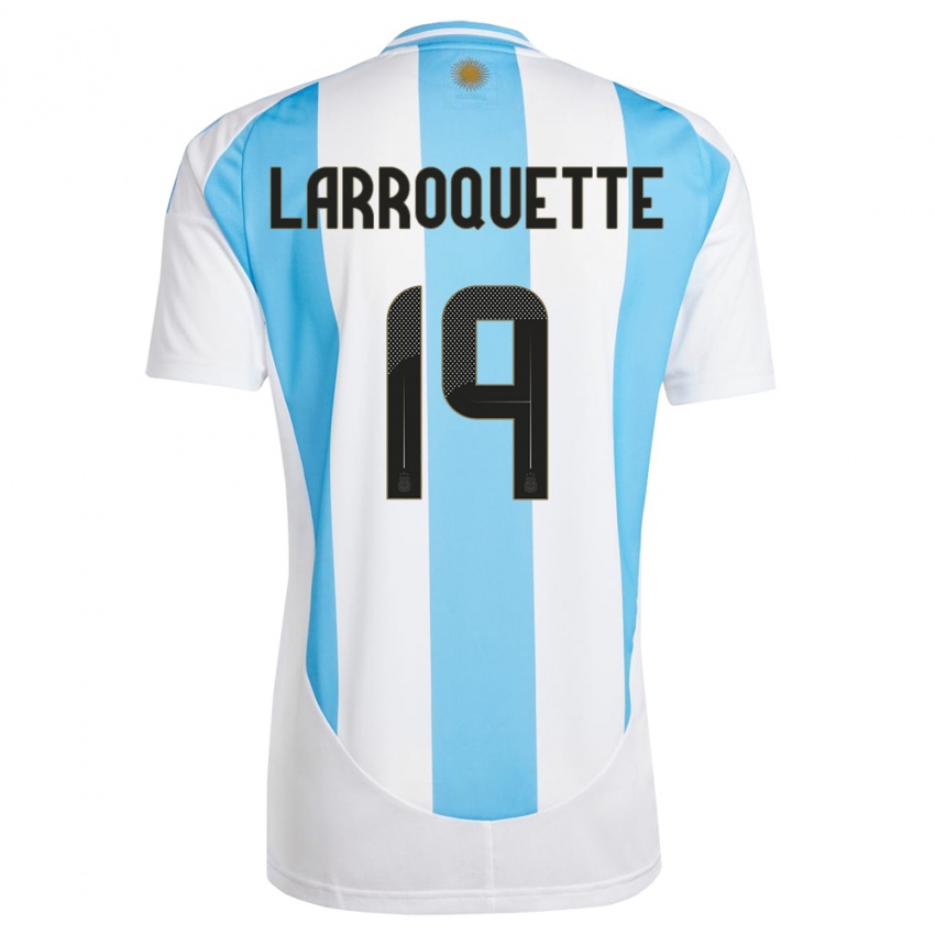 Férfi Argentína Mariana Larroquette #19 Fehér Kék Hazai Jersey 24-26 Mez Póló Ing